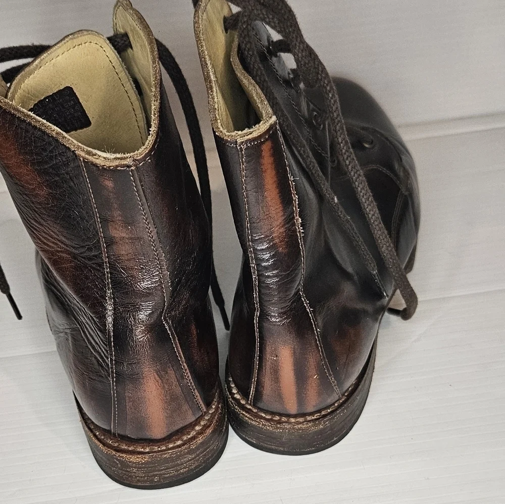 BED|STÜ Cobbler Series Men’s Two-Tone Brown Leather Lace-Up Boots – Handcrafted